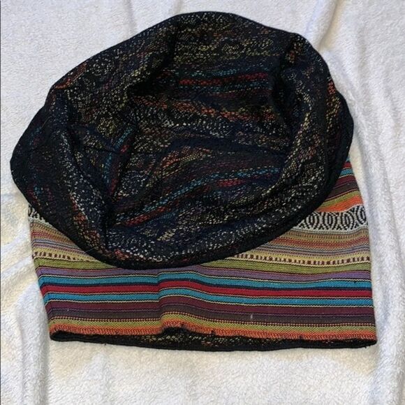 Happy World Clothing HWC bohemian multicolor striped infinity snood scarf with b - Picture 5 of 5